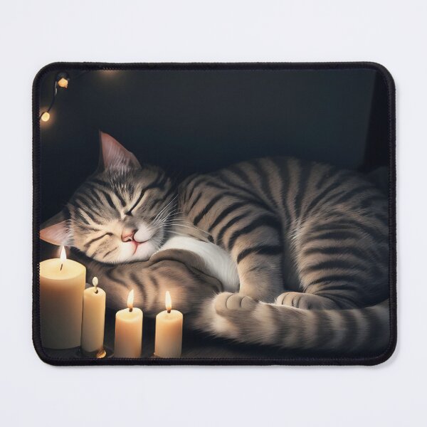 Item preview, Cute cat sleeping in the candlelight designed and sold by trucomanx.