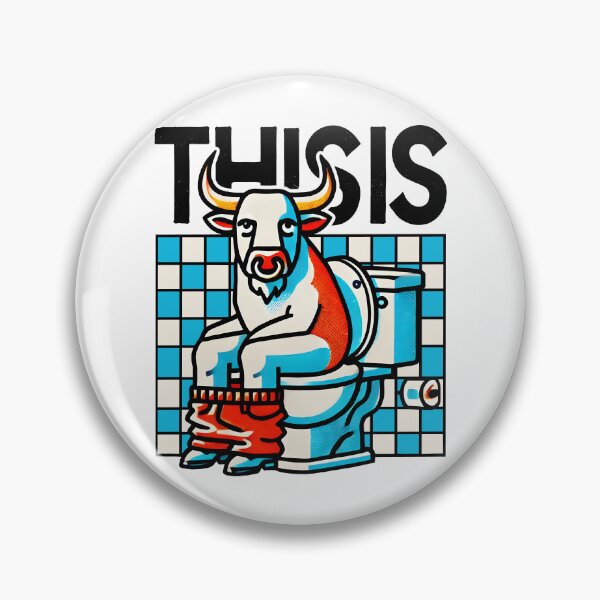 Item preview, Funny Bull Bathroom Cartoon Design designed and sold by DrawHandArt.