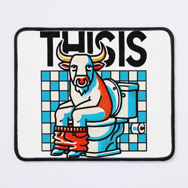 Item preview, Funny Bull Bathroom Cartoon Design designed and sold by DrawHandArt.