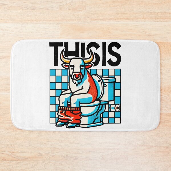 Item preview, Funny Bull Bathroom Cartoon Design designed and sold by DrawHandArt.