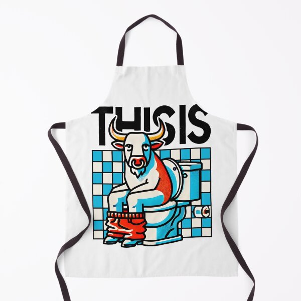 Item preview, Funny Bull Bathroom Cartoon Design designed and sold by DrawHandArt.