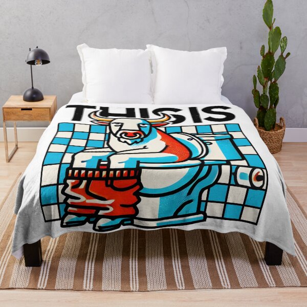 Item preview, Funny Bull Bathroom Cartoon Design designed and sold by DrawHandArt.