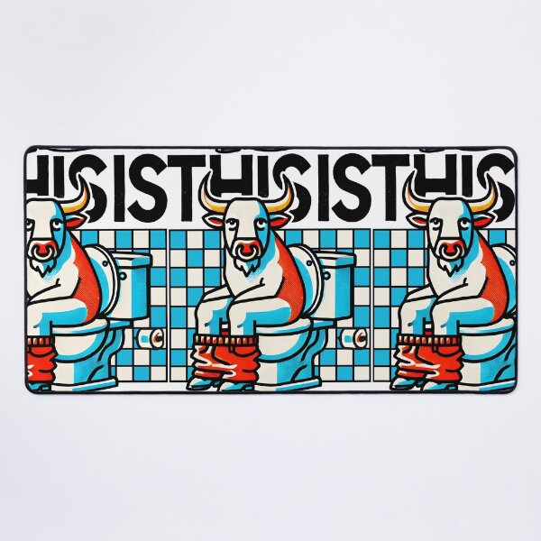 Item preview, Funny Bull Bathroom Cartoon Design designed and sold by DrawHandArt.