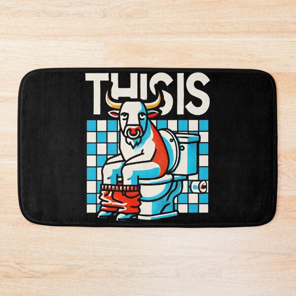 Item preview,  Funny Bull Bathroom Cartoon Design designed and sold by DrawHandArt.