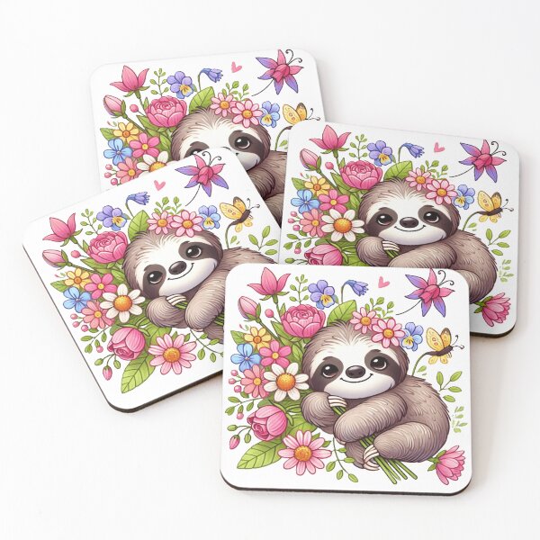 Item preview, adorable sloth with flowers designed and sold by nicnacc.