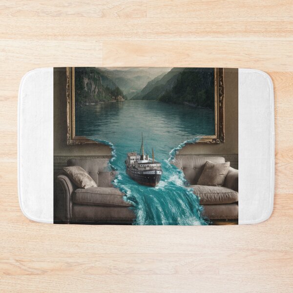 Item preview, "Surreal River Escape Artwork – Ship Flowing from Frame" designed and sold by Viviglow.
