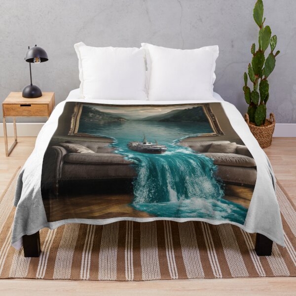 Item preview, "Surreal River Escape Artwork – Ship Flowing from Frame" designed and sold by Viviglow.