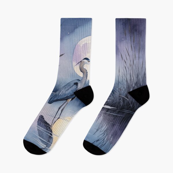 Item preview, Graceful Crane Under Moonlit Waters designed and sold by WaterBirdArt.