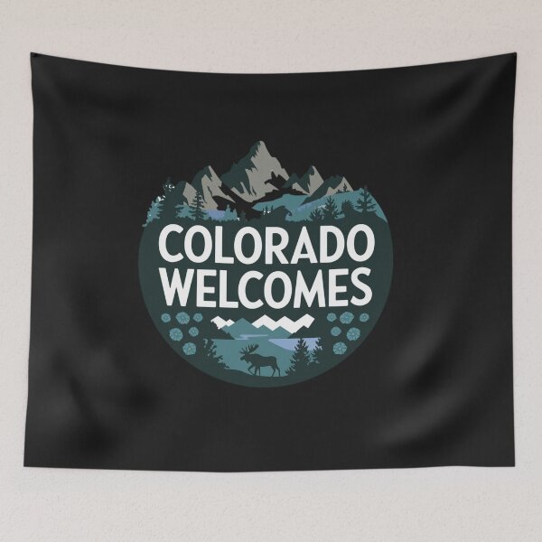 Item preview, Colorado Welcomes Flag Map Denver, Rocky Mountains designed and sold by AnimalsDH305.