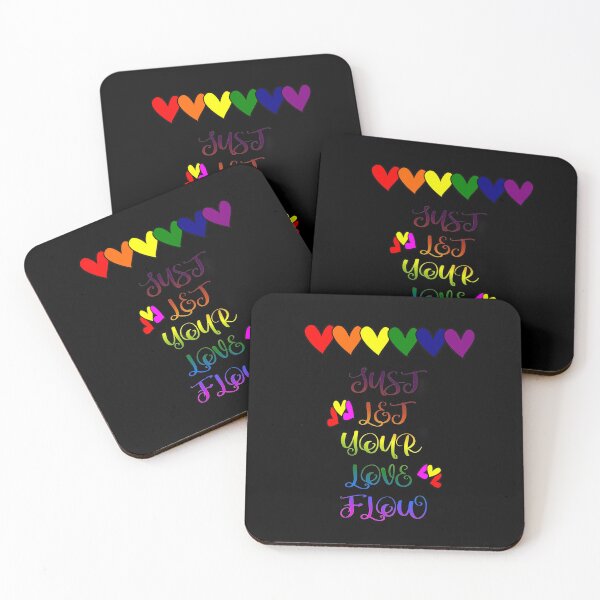Item preview, "JUST LET YOUR LOVE FLOW" - BOLD Rainbow TEXT with hearts. designed and sold by ArtDesign-ZA.
