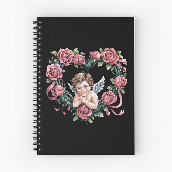 Item preview, Charming Angel in Heart Shaped Rose Wreath Illustration designed and sold by love3617.
