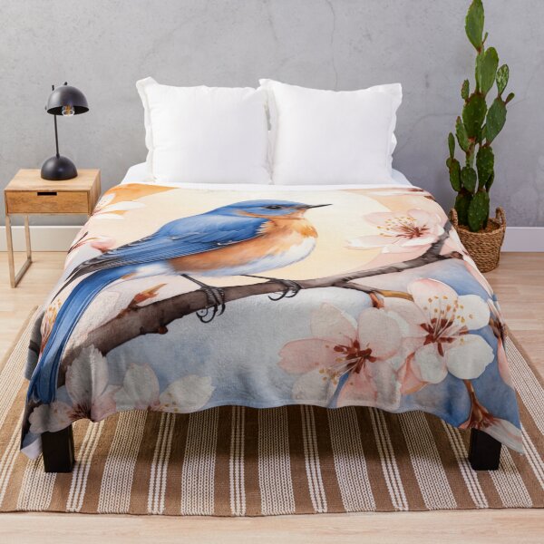 Item preview, Songbird Among Cherry Blossoms in Watercolor designed and sold by WaterBirdArt.