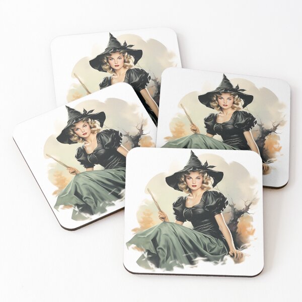 Item preview, Vintage 1950s Beautiful Pinup Witch designed and sold by Poison-Potion.