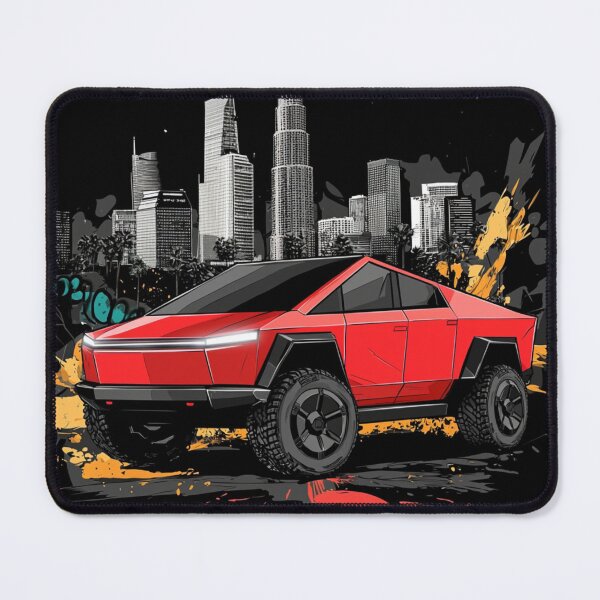 Item preview, Red Tesla Cybertruck Cyber Truck SUV Poster Art designed and sold by StreetRydz.