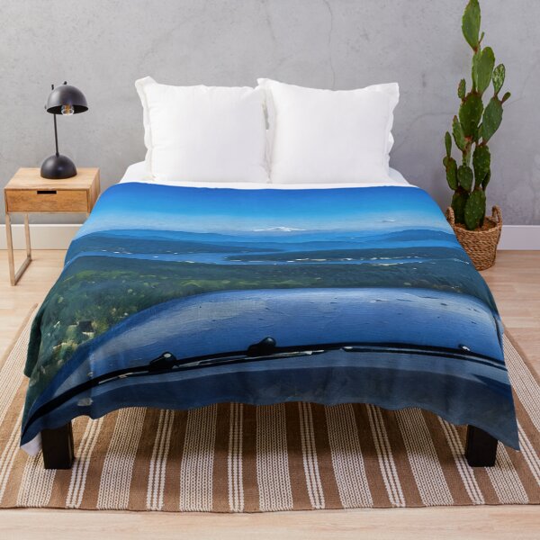 San Juan Islands from airplane (Oil Painting) Throw Blanket