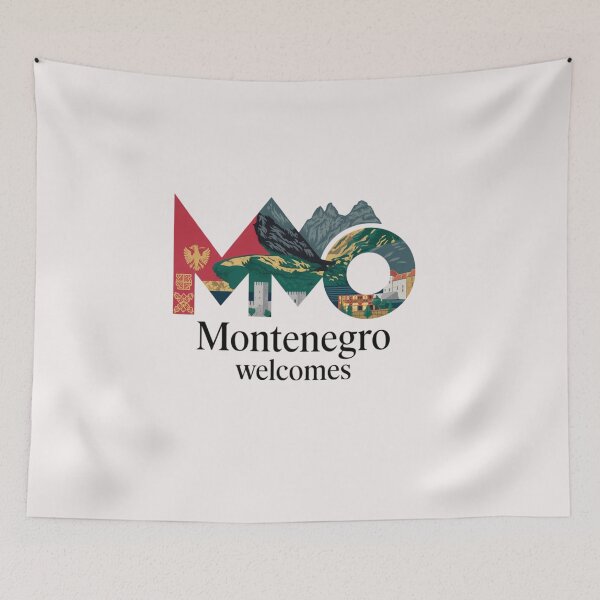 Item preview,  Montenegro Welcomes Flag Map Kotor, Budva, Sveti Stefan designed and sold by AnimalsDH305.