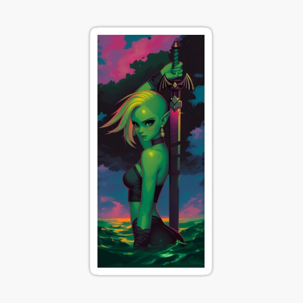 Vista previa del artículo con la obra «Chica anime elfa guerrera feroz», diseñado y vendido por bubblegoth.