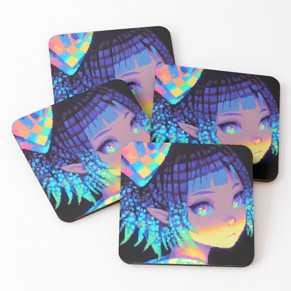 Item preview, Kawaii Neon Pixel Kimono Anime Girl designed and sold by bubblegoth.