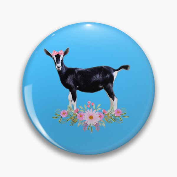 Item preview, Alpine goat, Cute baby goat with bow and flowers designed and sold by CritterCapers.