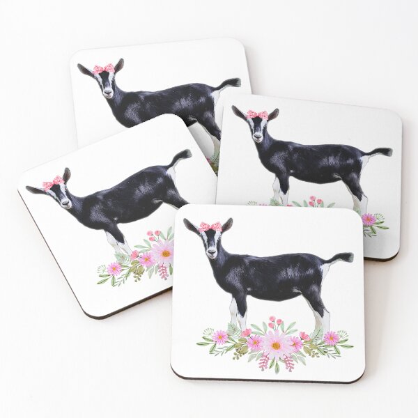 Item preview, Alpine goat, Cute baby goat with bow and flowers designed and sold by CritterCapers.