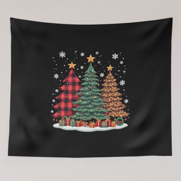 Item preview, red plaid and leopard christmas tree designed and sold by GogoGrove.