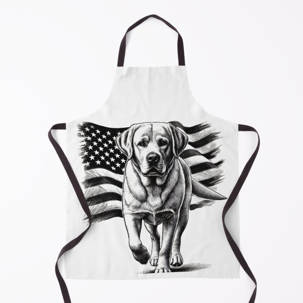 Item preview, Black and White Labrador Running with American Flag Design designed and sold by BlankCanvasHaHa.