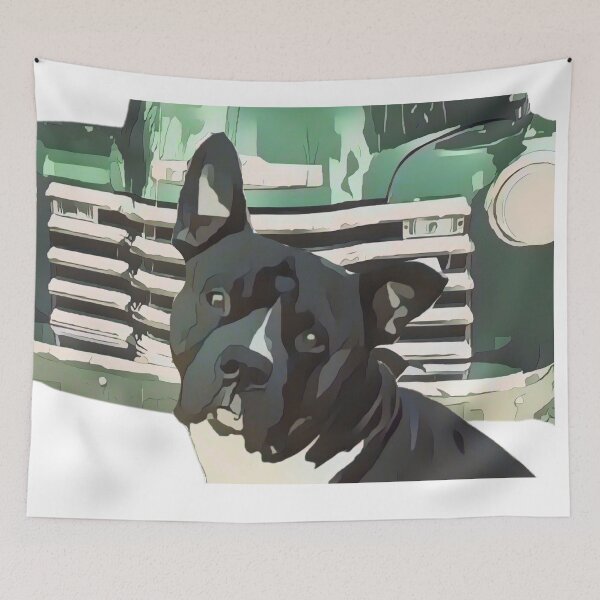 Item preview, 1953 CHEVY PICK UP TRUCK AND BLACK AND WHITE BULLDOG designed and sold by TaraPen.