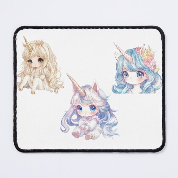 Artikelvorschau, Aufkleber Süße Anime Einhorn Mädchen Chibi mit Horn entworfen und verkauft von MariaTsy.