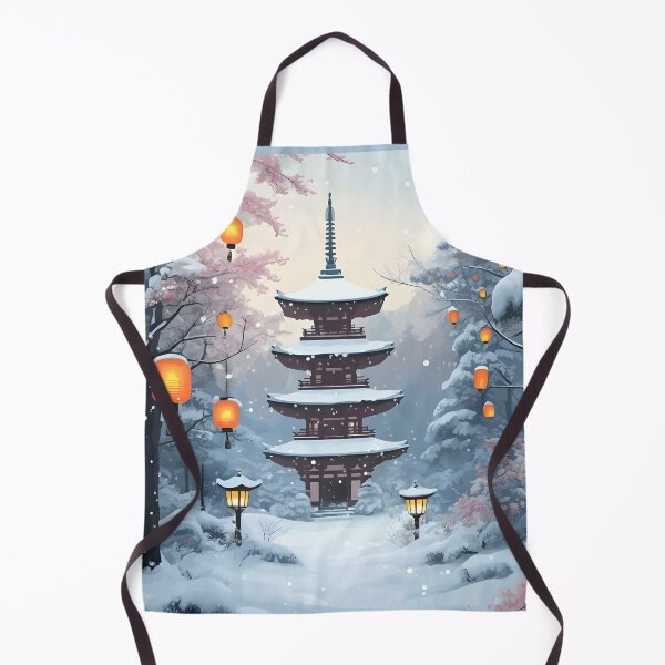 Item preview, Beautiful Asian winter landscape, snow, pagoda, lampions designed and sold by Coolparrotgirl.