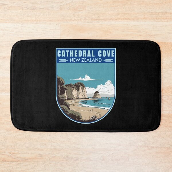 Item preview, Cathedral Cove in New Zealand Retro Travel Art Landscape designed and sold by MaateoDesign.