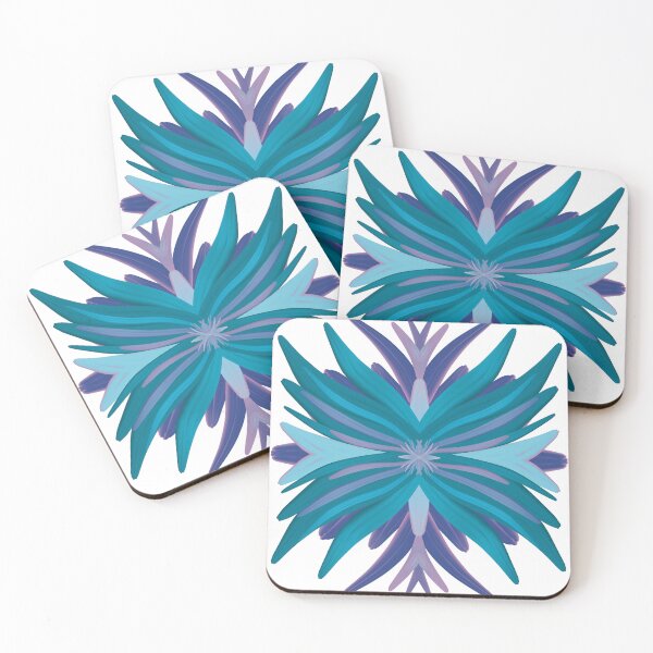 Item preview, Teal Turquoise Purple Blue Flowery Pattern designed and sold by strongpurpose.