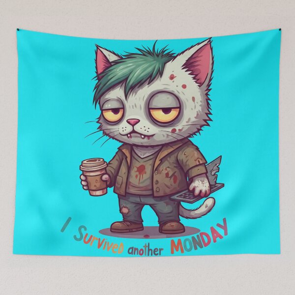 Item preview, Zombie Cat Survives Monday Blues! designed and sold by Shs-Kenya.