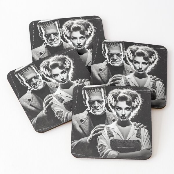 Item preview, Classic Frankenstein and Bride Portrait in Monochrome designed and sold by Gold Turtle  Lina.