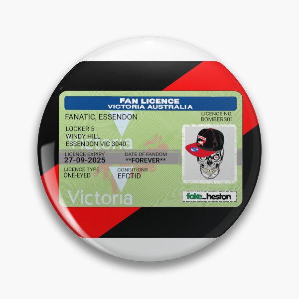 Item preview, Essendon Bombers Fanatic Fan Licence designed and sold by Fake Heston’s Scribble Emporium.