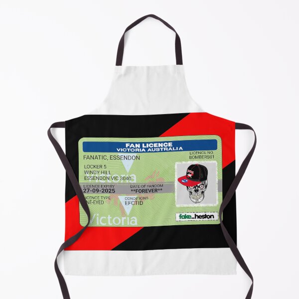 Item preview, Essendon Bombers Fanatic Fan Licence designed and sold by Fake Heston’s Scribble Emporium.