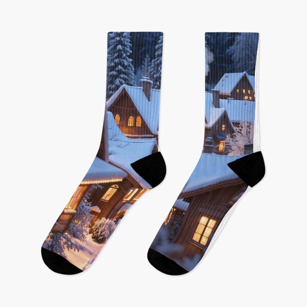 Item preview, Cozy Snowy Village at Christmas Night designed and sold by ElmoCreates.