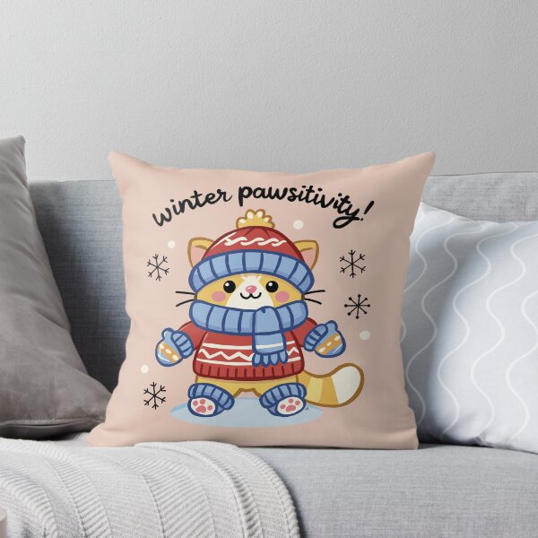 Item preview, Cozy Ginger Cat with winter Snowflakes designed and sold by ArtbyPriscilla.