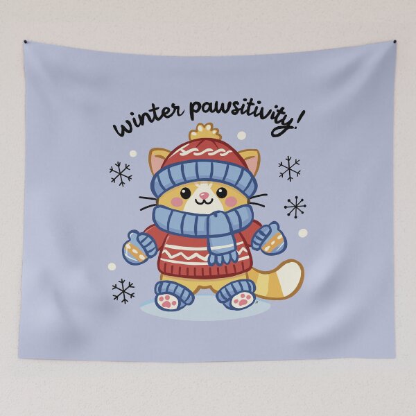 Item preview, Cozy Ginger Cat with winter Snowflakes designed and sold by ArtbyPriscilla.