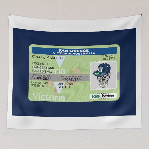 Item preview, Carlton Blues Fanatic Fan Licence designed and sold by Fake Heston’s Scribble Emporium.