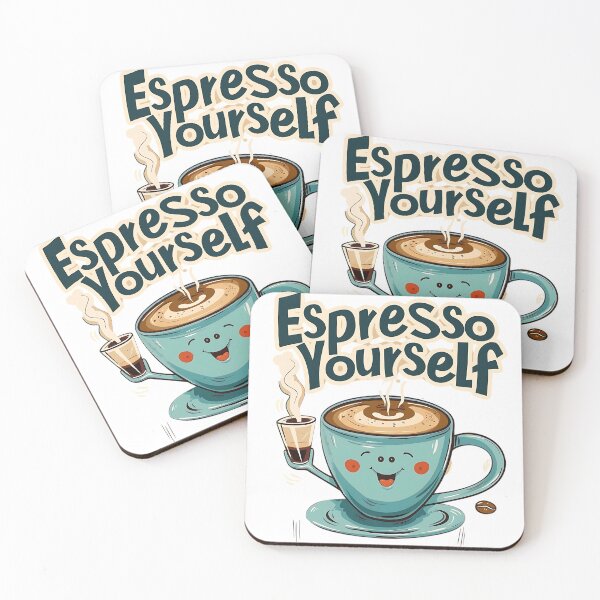 Item preview, "Espresso Yourself – Cute Coffee-Inspired Typography Art" designed and sold by Viviglow.