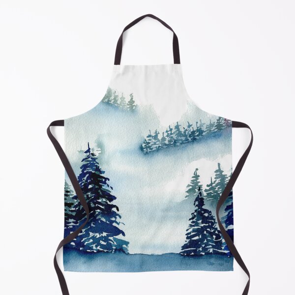 Item preview, Snowy, misty, indigo forest watercolor painting designed and sold by AnissaF.