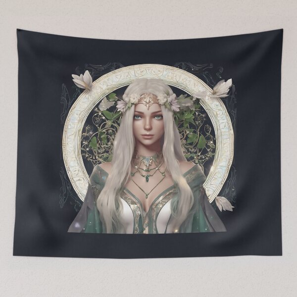 Item preview, White Misterious Elf, Elf girl, Girl, Anime, fantasy, astarion girl, magic, designed and sold by GOLDENGARDENART.