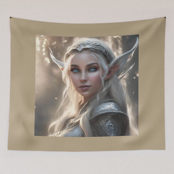 Item preview, White Diamant Elf, Elf girl, Girl, Anime, fantasy, astarion girl, magic, designed and sold by GOLDENGARDENART.