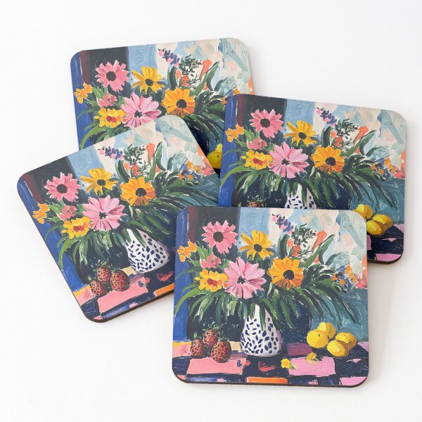 Item preview, Vibrant Still Life – Bold Flowers with Lemons & Strawberries designed and sold by ArtfullyJua.