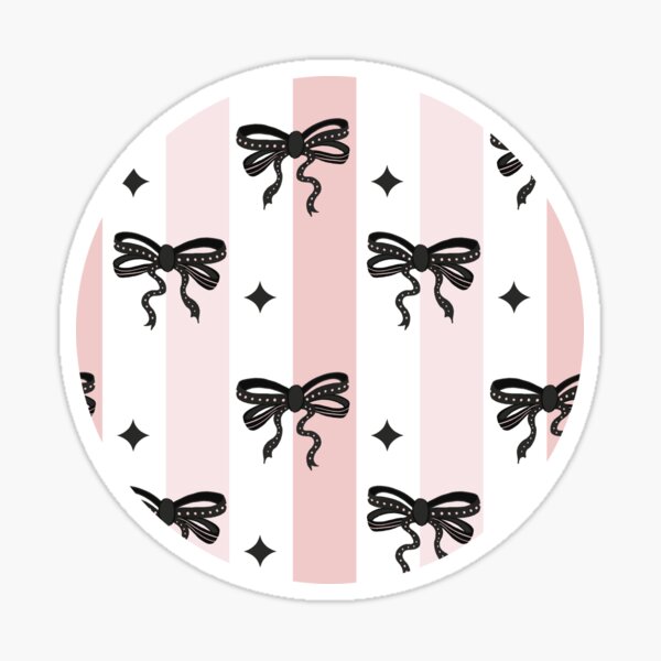 Black Coquette Bows and Pink Stripes Sticker