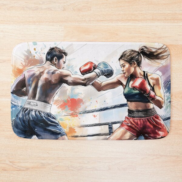 Item preview, Two boxers in a dynamic ring, one in a white tank top and the other shirtless, both with gloves raised, captured mid-action designed and sold by homydesign.