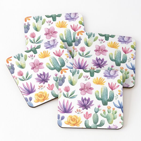 Item preview, Vibrant Watercolor Cactus and Succulents Pattern designed and sold by ArtfullyJua.