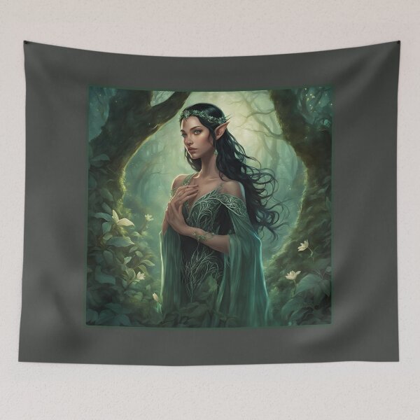 Item preview, Black Elf, Elf girl, Girl, Anime, fantasy, astarion girl, magic, designed and sold by GOLDENGARDENART.