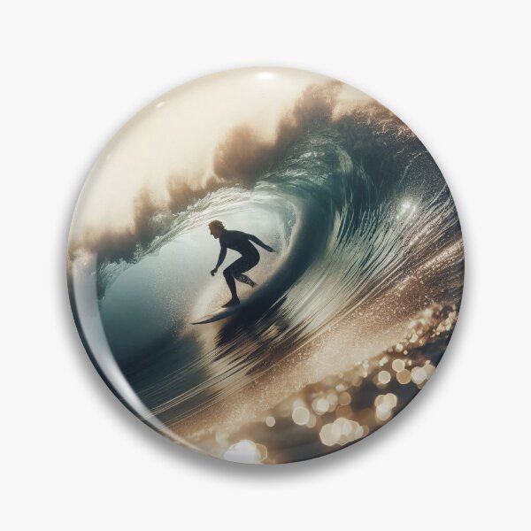 Item preview, A surfer rides a massive wave, illuminated by the golden light of the setting sun, creating a stunning and dynamic scene with sparkling water droplets designed and sold by homydesign.