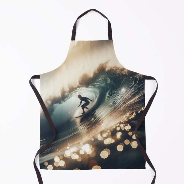 Item preview, A surfer rides a massive wave, illuminated by the golden light of the setting sun, creating a stunning and dynamic scene with sparkling water droplets designed and sold by homydesign.